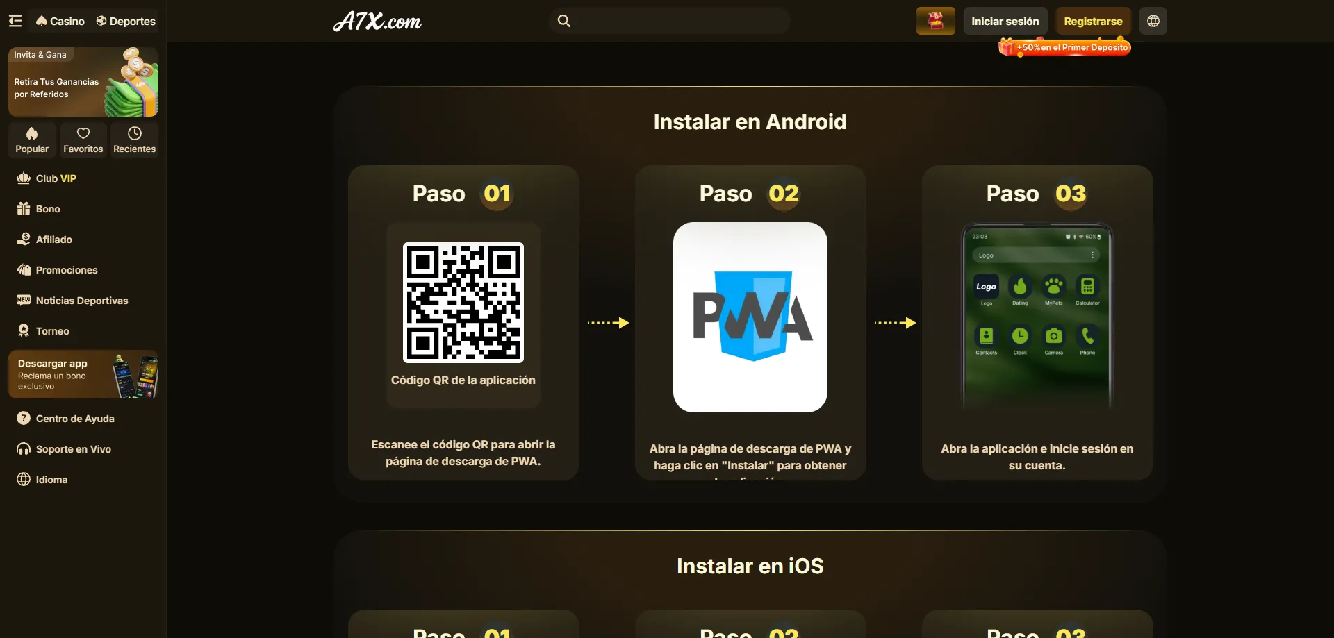 App móvil de A7X Casino para México — descarga gratis